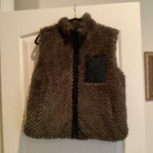 Faux Leather and Plush Vest